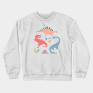 Dinos + Volcanoes in Coral Crewneck Sweatshirt